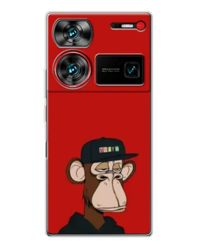 Чехол для ZTE Nubia Z60 Ultra с картинкой «Bored Ape — красный фон»