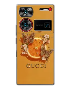 Чехол для ZTE Nubia Z60 Ultra с картинкой «Gucci — золотые бабочки»