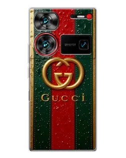 Чехол для ZTE Nubia Z60 Ultra с картинкой «Gucci — фирменная полоса и золото»
