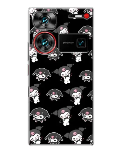 Чехол для ZTE Nubia Z60 Ultra с картинкой «Черный паттерн Kuromi»