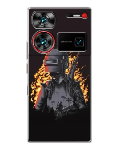 Чехол для ZTE Nubia Z60 Ultra с картинкой «PUBG — огненный силуэт»