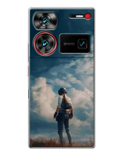 Чехол для ZTE Nubia Z60 Ultra с картинкой «Герой PUBG на скале»