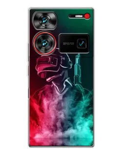Чехол для ZTE Nubia Z60 Ultra с картинкой «PUBG — огненный воин»