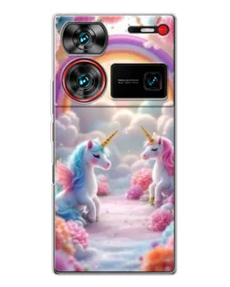 Чехол для ZTE Nubia Z60 Ultra с картинкой «Радуга и единороги»