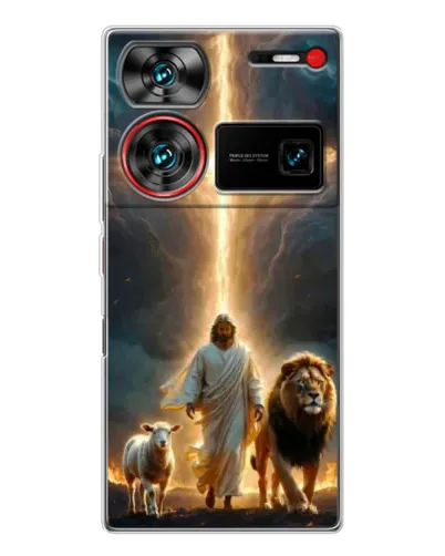 Чехол для ZTE Nubia Z60 Ultra с картинкой «Лев Иуды и Свет» Чехол для ZTE Nubia Z60 Ultra с картинкой «Лев Иуды и Свет»