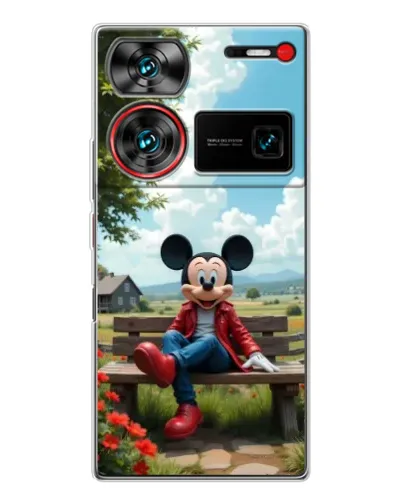 Чехол для ZTE Nubia Z60 Ultra с картинкой «Микки на скамейке»