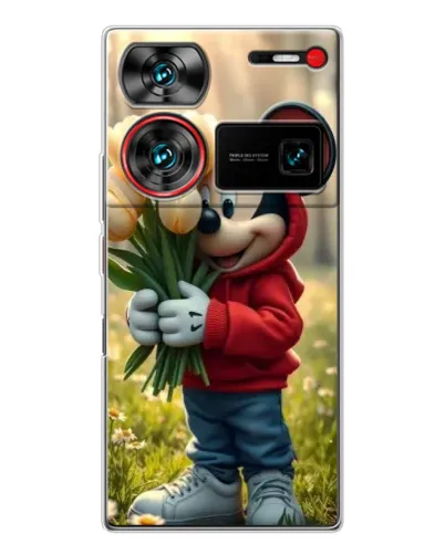 Чехол для ZTE Nubia Z60 Ultra с картинкой «Микки с тюльпанами»