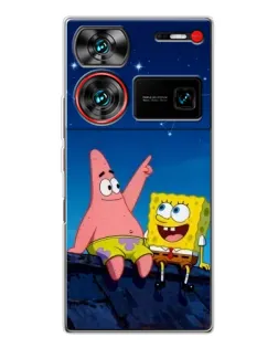 Чехол для ZTE Nubia Z60 Ultra с картинкой «Губка Боб и Патрик ночью»