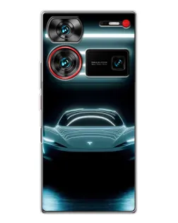 Чехол для ZTE Nubia Z60 Ultra с картинкой «Tesla в неоне» Чехол для ZTE Nubia Z60 Ultra с картинкой «Tesla в неоне»