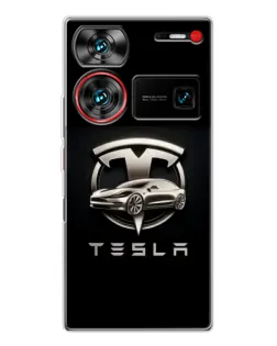 Чехол для ZTE Nubia Z60 Ultra с картинкой «Tesla — серебристое авто» Чехол для ZTE Nubia Z60 Ultra с картинкой «Tesla — серебристое авто»