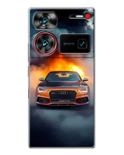Чехол для ZTE Nubia Z60 Ultra с картинкой «Audi в огненном дыму» Чехол для ZTE Nubia Z60 Ultra с картинкой «Audi в огненном дыму»