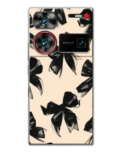 Чехол для ZTE Nubia Z60 Ultra с картинкой «Паттерн черные банты» Чехол для ZTE Nubia Z60 Ultra с картинкой «Паттерн черные банты»