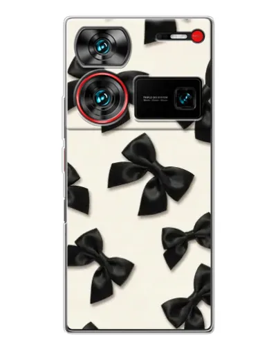 Чехол для ZTE Nubia Z60 Ultra с картинкой «Черные бантики» Чехол для ZTE Nubia Z60 Ultra с картинкой «Черные бантики»