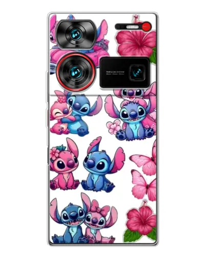 Чехол для ZTE Nubia Z60 Ultra с картинкой «Стикеры Stitch и Angel»