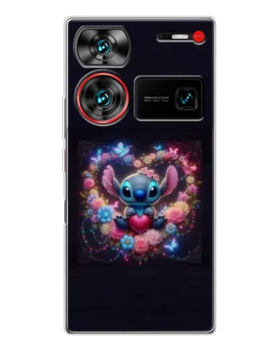 Чехол для ZTE Nubia Z60 Ultra с картинкой «Stitch в цветах»