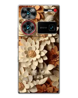 Чехол для ZTE Nubia Z60 Ultra с картинкой «Бежевый флористический декор» Чехол для ZTE Nubia Z60 Ultra с картинкой «Бежевый флористический декор»