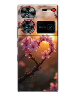 Чехол для ZTE Nubia Z60 Ultra с картинкой «Розовый цвет сердце на фоне заката» Чехол для ZTE Nubia Z60 Ultra с картинкой «Розовый цвет сердце на фоне заката»