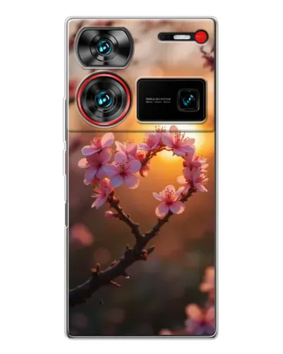 Чехол для ZTE Nubia Z60 Ultra с картинкой «Розовый цвет сердце на фоне заката» Чехол для ZTE Nubia Z60 Ultra с картинкой «Розовый цвет сердце на фоне заката»