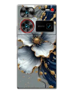 Чехол для ZTE Nubia Z60 Ultra с картинкой «Белый цветок и золотой флюид» Чехол для ZTE Nubia Z60 Ultra с картинкой «Белый цветок и золотой флюид»