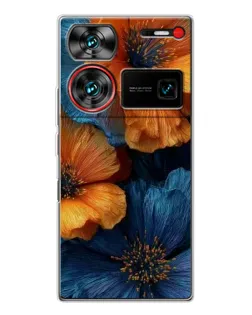 Чехол для ZTE Nubia Z60 Ultra с картинкой «Яркая сине-оранжевая флора» Чехол для ZTE Nubia Z60 Ultra с картинкой «Яркая сине-оранжевая флора»