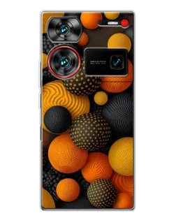 Чехол для ZTE Nubia Z60 Ultra с картинкой «Объемные оранжевые сферы»