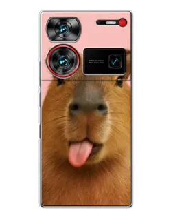 Чехол для ZTE Nubia Z60 Ultra с картинкой «Капибара с языком» Чехол для ZTE Nubia Z60 Ultra с картинкой «Капибара с языком»