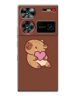 Чехол для ZTE Nubia Z60 Ultra с картинкой «Капибара с сердцем» Чехол для ZTE Nubia Z60 Ultra с картинкой «Капибара с сердцем»