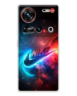 Чехол для ZTE Nubia Z70 Ultra с картинкой «Огненный логотип Nike»