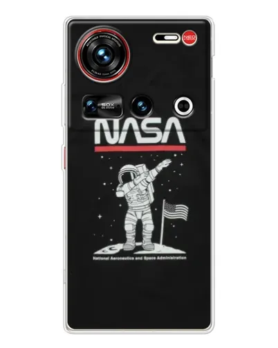 Чехол для ZTE Nubia Z70 Ultra с картинкой «NASA — шагаем по Луне» Чехол для ZTE Nubia Z70 Ultra с картинкой «NASA — шагаем по Луне»