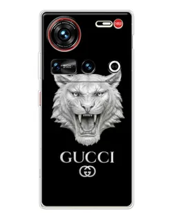 Чехол для ZTE Nubia Z70 Ultra с картинкой «Gucci — серебряный лев»