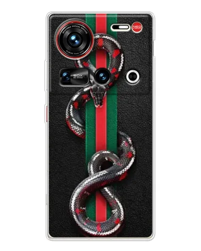 Чехол для ZTE Nubia Z70 Ultra с картинкой «Gucci — змея на полосе» Чехол для ZTE Nubia Z70 Ultra с картинкой «Gucci — змея на полосе»