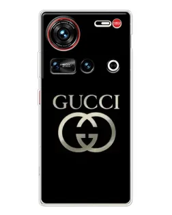 Чехол для ZTE Nubia Z70 Ultra с картинкой «Gucci — золото на черном»
