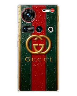 Чехол для ZTE Nubia Z70 Ultra с картинкой «Gucci — фирменная полоса и золото»