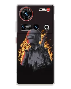 Чехол для ZTE Nubia Z70 Ultra с картинкой «PUBG — огненный силуэт»