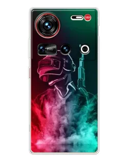 Чехол для ZTE Nubia Z70 Ultra с картинкой «PUBG — огненный воин»