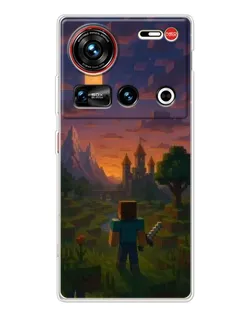 Чехол для ZTE Nubia Z70 Ultra с картинкой «Стив у башни» Чехол для ZTE Nubia Z70 Ultra с картинкой «Стив у башни»