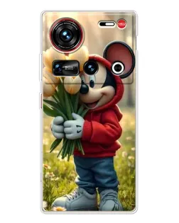 Чехол для ZTE Nubia Z70 Ultra с картинкой «Микки с тюльпанами»