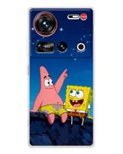 Чехол для ZTE Nubia Z70 Ultra с картинкой «Губка Боб и Патрик ночью»