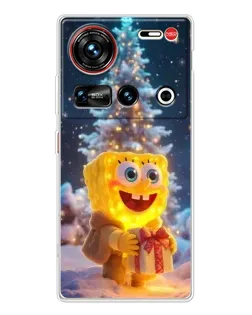 Чехол для ZTE Nubia Z70 Ultra с картинкой «Рождественский Спанч Боб»