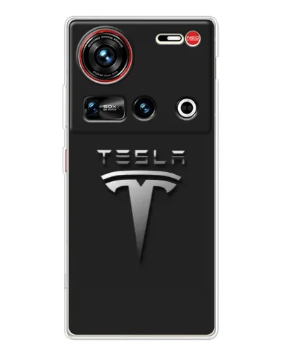 Чехол для ZTE Nubia Z70 Ultra с картинкой «Стальной логотип Tesla»