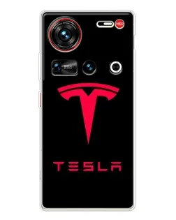Чехол для ZTE Nubia Z70 Ultra с картинкой «Tesla Red Logo» Чехол для ZTE Nubia Z70 Ultra с картинкой «Tesla Red Logo»