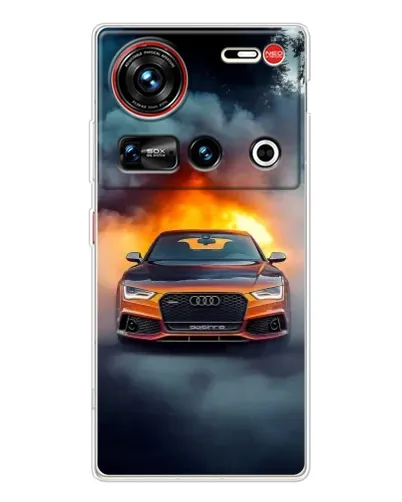 Чехол для ZTE Nubia Z70 Ultra с картинкой «Audi в огненном дыму»