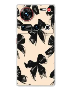 Чехол для ZTE Nubia Z70 Ultra с картинкой «Паттерн черные банты» Чехол для ZTE Nubia Z70 Ultra с картинкой «Паттерн черные банты»