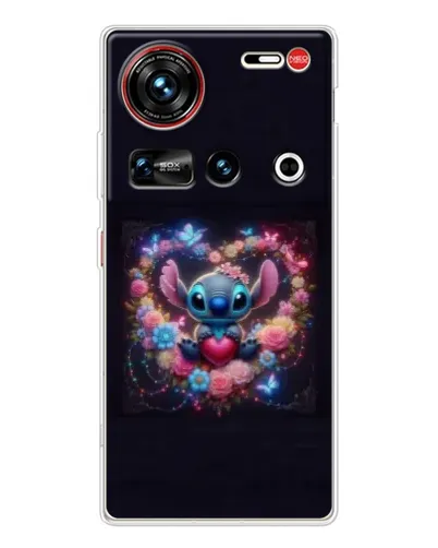 Чехол для ZTE Nubia Z70 Ultra с картинкой «Stitch в цветах» Чехол для ZTE Nubia Z70 Ultra с картинкой «Stitch в цветах»