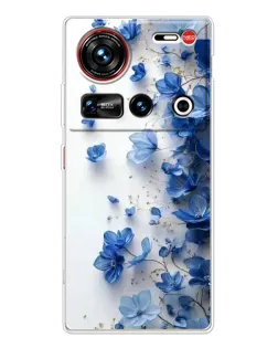Чехол для ZTE Nubia Z70 Ultra с картинкой «Голубой цветочный каскад» Чехол для ZTE Nubia Z70 Ultra с картинкой «Голубой цветочный каскад»