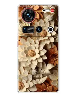 Чехол для ZTE Nubia Z70 Ultra с картинкой «Бежевый флористический декор» Чехол для ZTE Nubia Z70 Ultra с картинкой «Бежевый флористический декор»