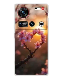 Чехол для ZTE Nubia Z70 Ultra с картинкой «Розовый цвет сердце на фоне заката» Чехол для ZTE Nubia Z70 Ultra с картинкой «Розовый цвет сердце на фоне заката»