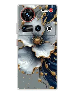 Чехол для ZTE Nubia Z70 Ultra с картинкой «Белый цветок и золотой флюид» Чехол для ZTE Nubia Z70 Ultra с картинкой «Белый цветок и золотой флюид»