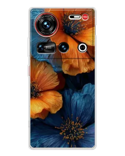 Чехол для ZTE Nubia Z70 Ultra с картинкой «Яркая сине-оранжевая флора» Чехол для ZTE Nubia Z70 Ultra с картинкой «Яркая сине-оранжевая флора»