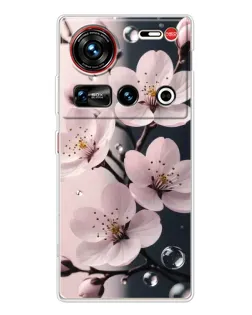 Чехол для ZTE Nubia Z70 Ultra с картинкой «Нежная сакура и капли» Чехол для ZTE Nubia Z70 Ultra с картинкой «Нежная сакура и капли»